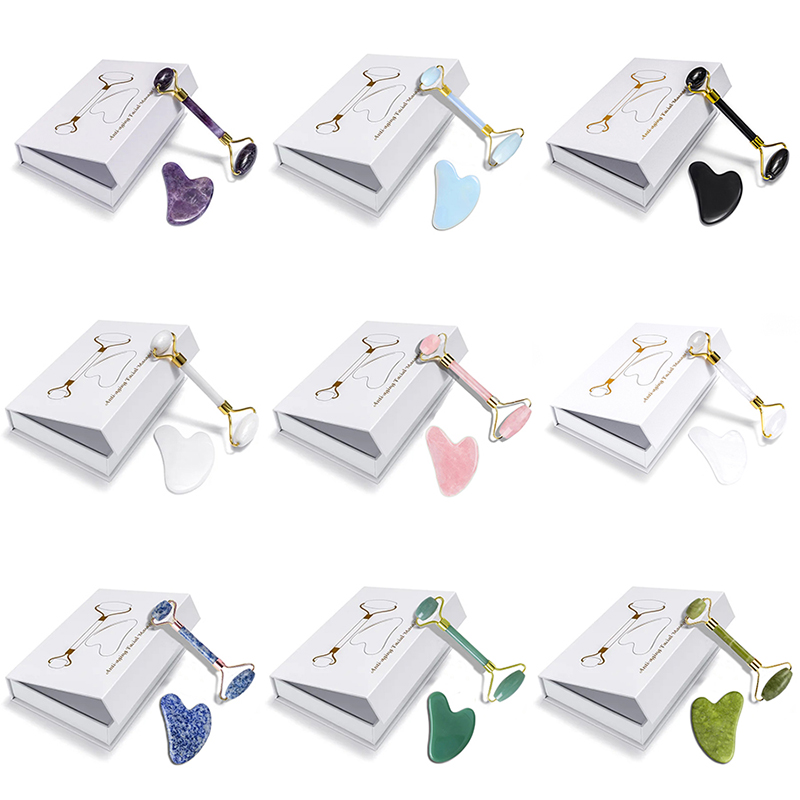 Jade Gua Sha Tool - Rose Quartz Natural Jade Roller Massager
