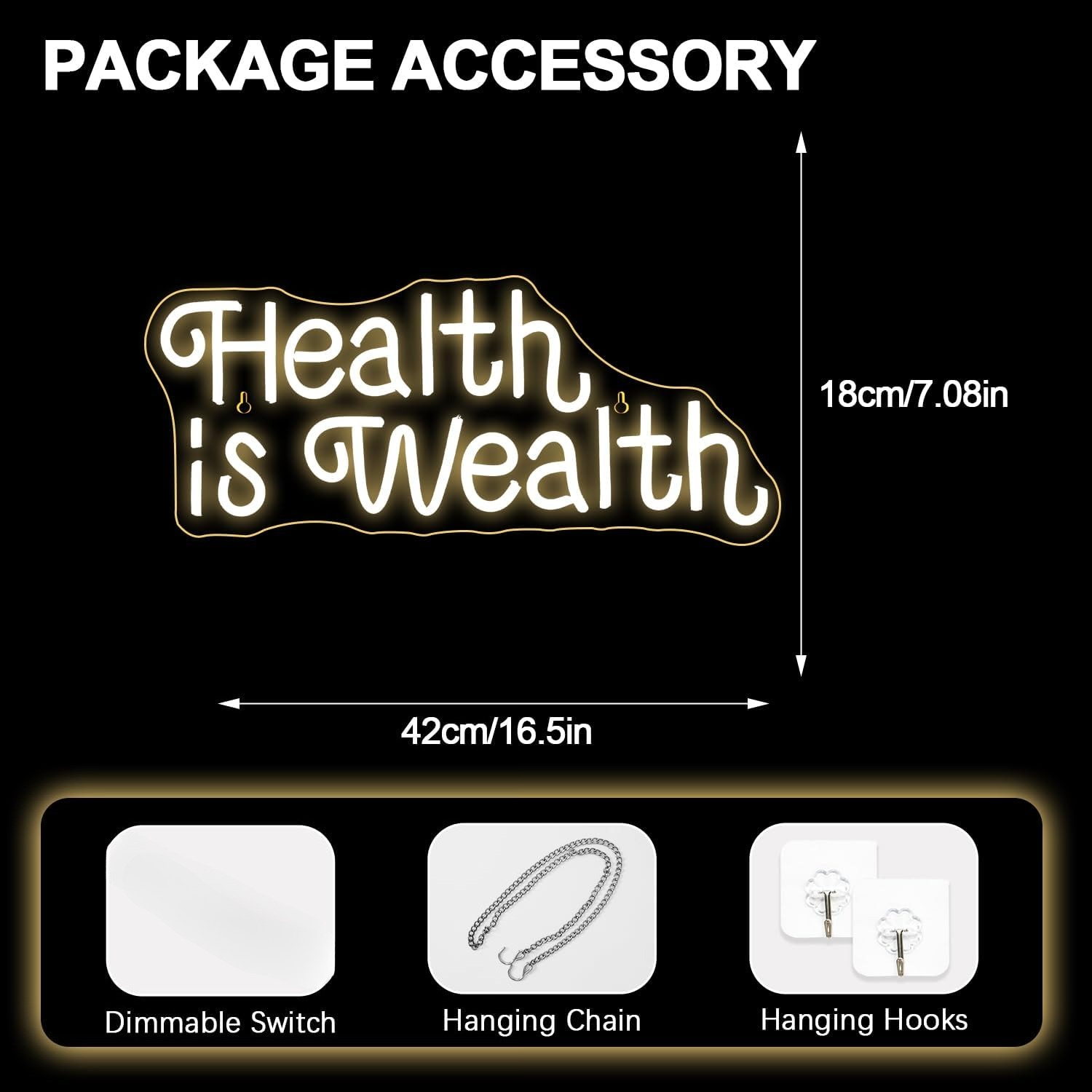 Health is Wealth Neon Sign USB - đánh giá và giá Health Wellness Office